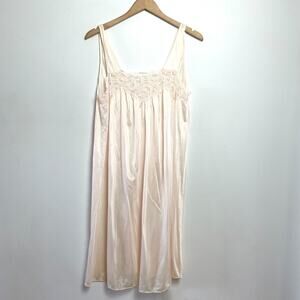 Vintage Satin Slip Dress Large Lace Feminine Romantic Angelcore Layering